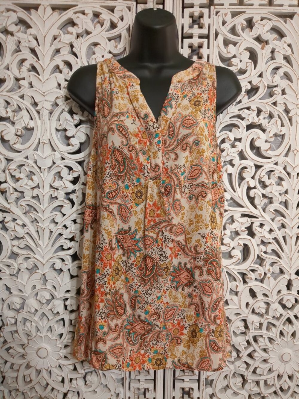 🏵🌼🏵🌼🏵 P2P 18" Paisley Abstract Design Sleeveless Tunic Top